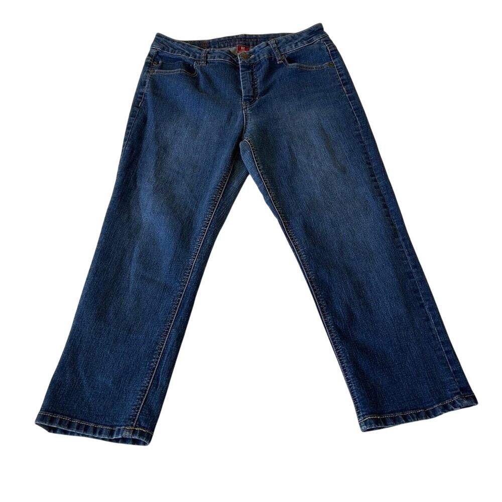 Liverpool Jean Company Jeans Women's Michelle Capri Midrise Dark Americana Sz 12